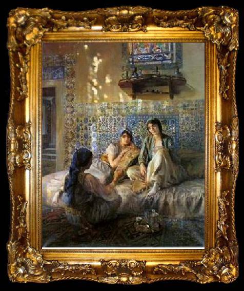 framed  unknow artist Arab or Arabic people and life. Orientalism oil paintings  224, ta009-2
